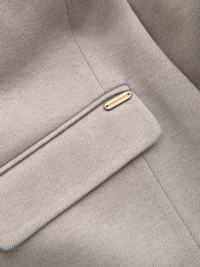 Pánska melanžová bunda z umelého hodvábu so stojačikom - béžová melanž V3 OM-BLZB-0131