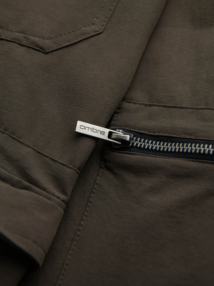 Pantaloni jogger pentru bărbați cu buzunare cargo și imprimeu - verde măslin închis V5 OM-PAJO-0200