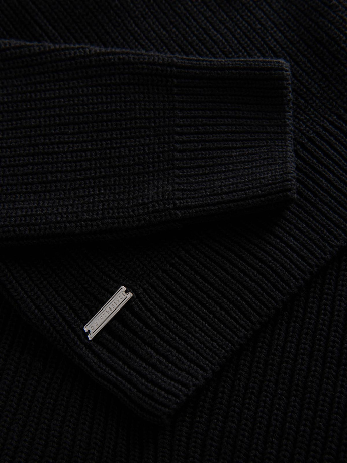 Pulover clasic cu guler înalt din bumbac pentru bărbați - negru V4 OM-SWTN-0162