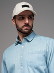 Men's baseball cap with visor and rectangular patch - cream V2 OM-ACCS-0104 