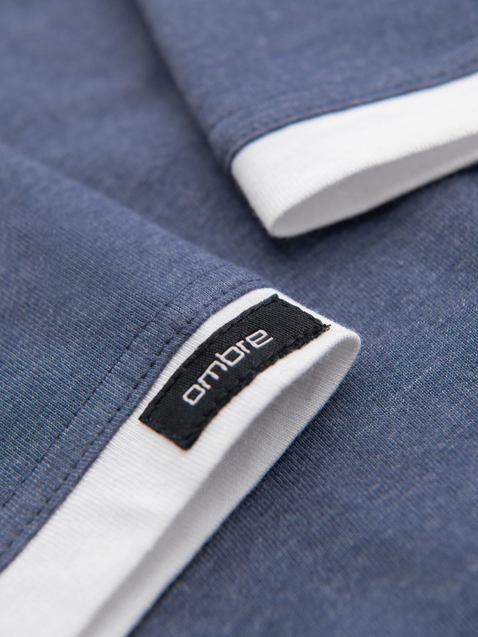 Vyriški medvilniniai marškinėliai su gobtuvu - tamsiai mėlynas melanžas V12 OM-TSCT-0256