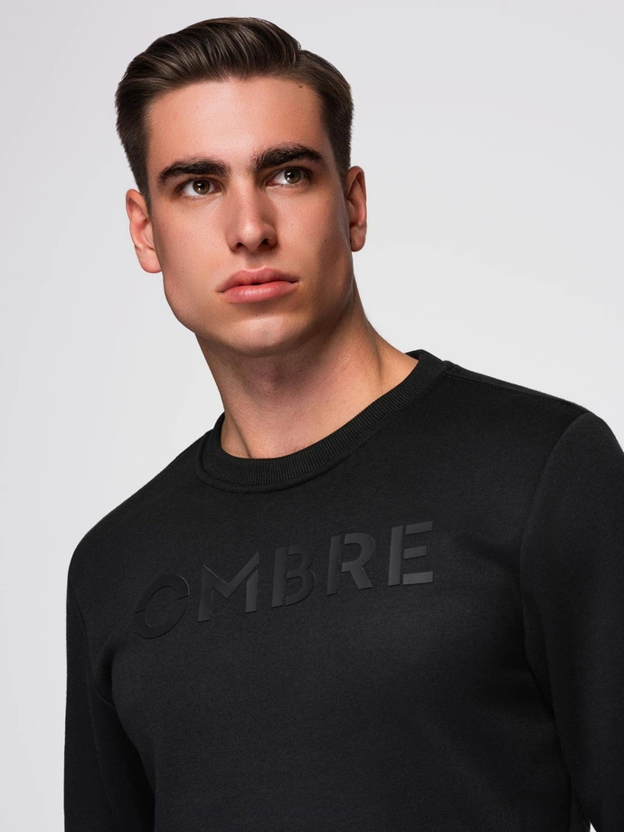 Classic men's sweatshirt with inscription - black V4 OM-SSPS-0181