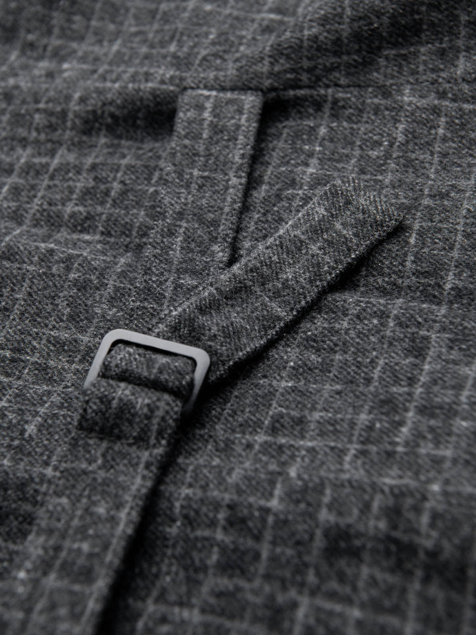 Elegantní pánská kostkovaná vesta s klopami - černá V3 OM-BLZV-0110