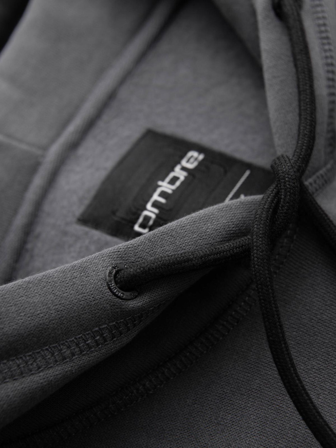 Pánska mikina klokanka s výšivkou a kapucňou - grafitová V2 OM-SSNZ-0241