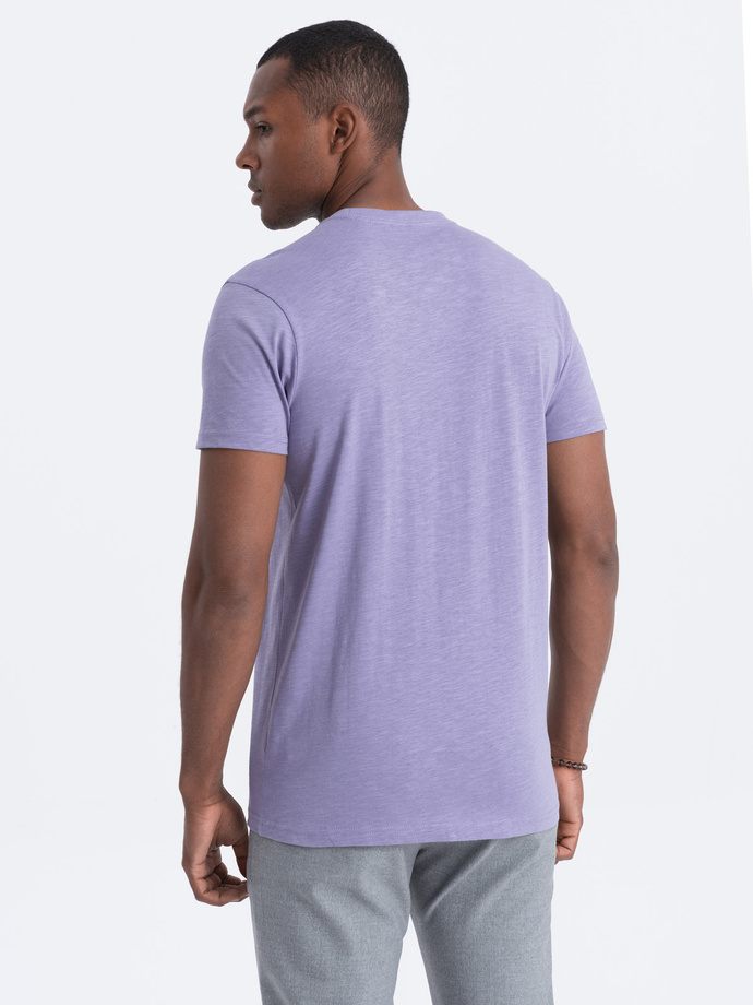 Men's knitted T-shirt with patch pocket - purple V1 S1621