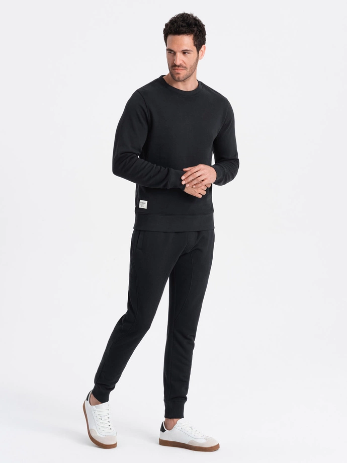 Men's tracksuit set sweatshirt + jogger pants - black V5 Z79