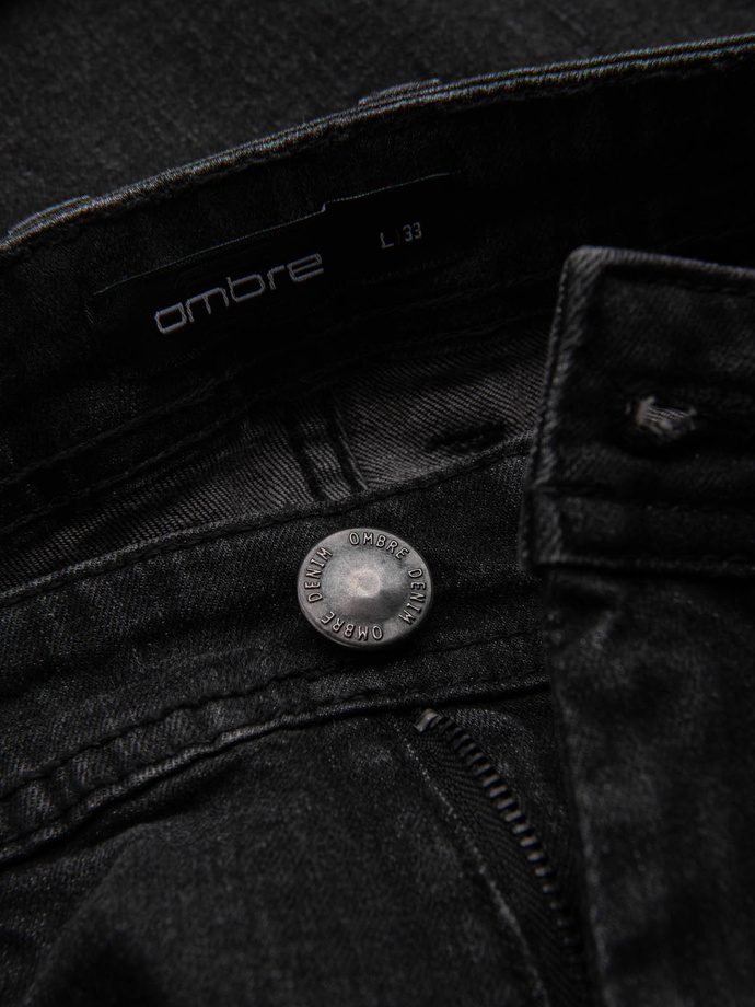 Pantaloni scurți bărbătești din denim cu picioare răsucite - negru V4 OM-SRDS-0134