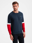 Tricou tri-color pentru bărbați cu mâneci raglan - albastru marin V2 OM-SSNZ-22FW-003