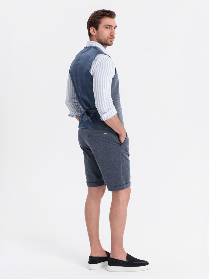 Pánský elegantní komplet vesta + šortky - tmavě modrý V1 Z112