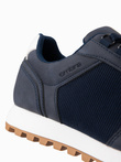 Patchwork shoes men's sneakers with combined materials - navy blue V6 OM-FOSL-0144