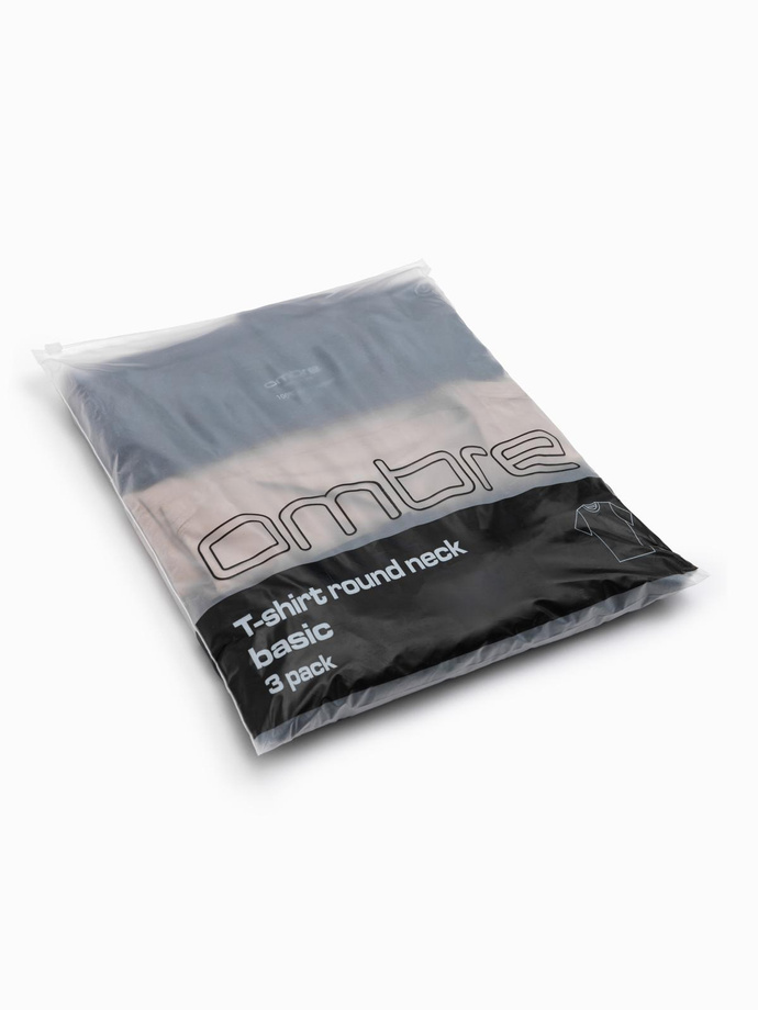 Set tricou cu gât rotund din bumbac pentru bărbați BASIC - negru/marin/nisip V7 OM-TSBS-0232