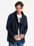 Unbuttoned men's sweatshirt with stand-up collar LONDON - navy blue B1362