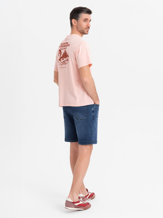 Pánské šortky s elastickým pasem a pracím efektem - modré V2 OM-SRDS-0192