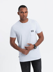 Men's casual t-shirt with pocket patch - blue V9 OM-TSCT-0109