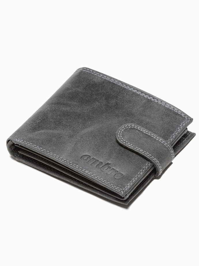 Men's leather wallet - black A087