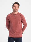 Henley bărbătesc cu mâneci lungi și mâneci raglan - Brick Grey V3 OM-LSWL-22FW-001