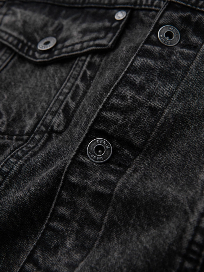 Jachetă denim pentru bărbați katana cu washem - negru V3 OM-JADJ-0219