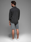 Men's SLIM FIT short shorts in structured melange knit - black V2 OM-SRCS-0166