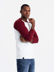 Men's longsleeve with contrasting raglan sleeves - white and maroon V2 OM-LSCL-0105