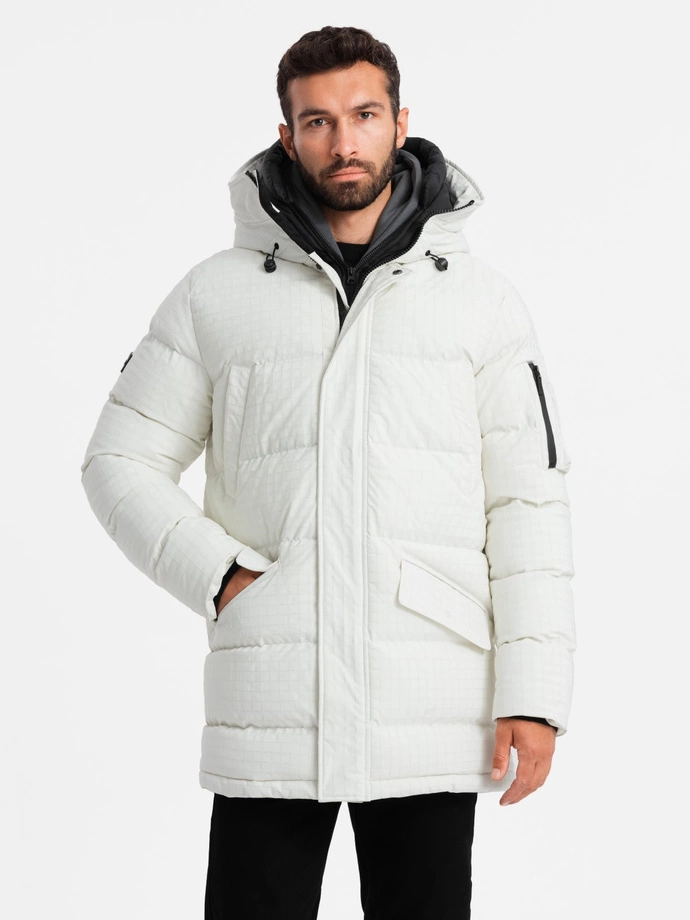 Outdoor long men's parka jacket - white V1 OM-JALJ-0201