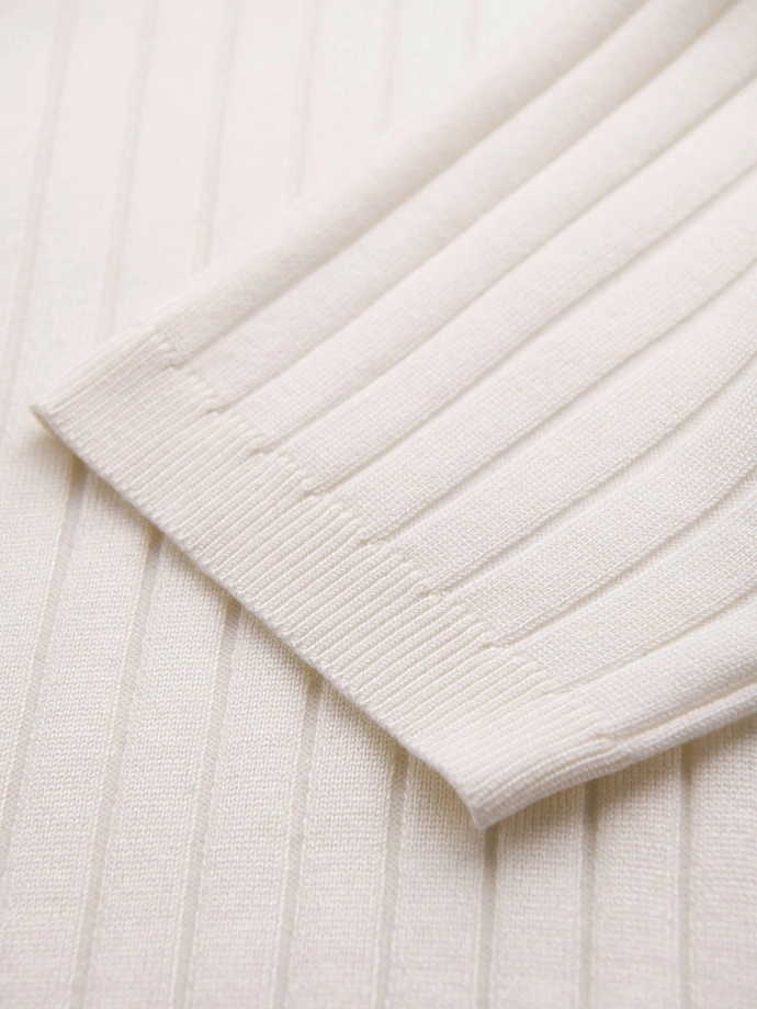 Pánská polokošile SLIM FIT z viskózy se svislými pruhy - broken white V3 OM-POSS-0143