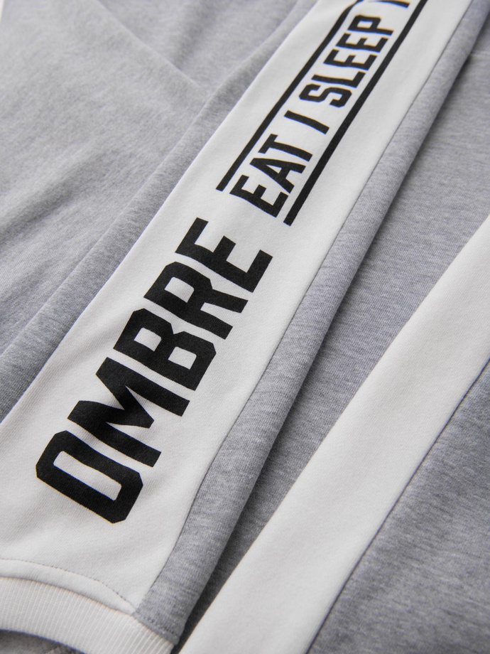 Pánská mikina s kontrastním lemováním a raglánovými rukávy - šedý melír V2 OM-SSNZ-0200