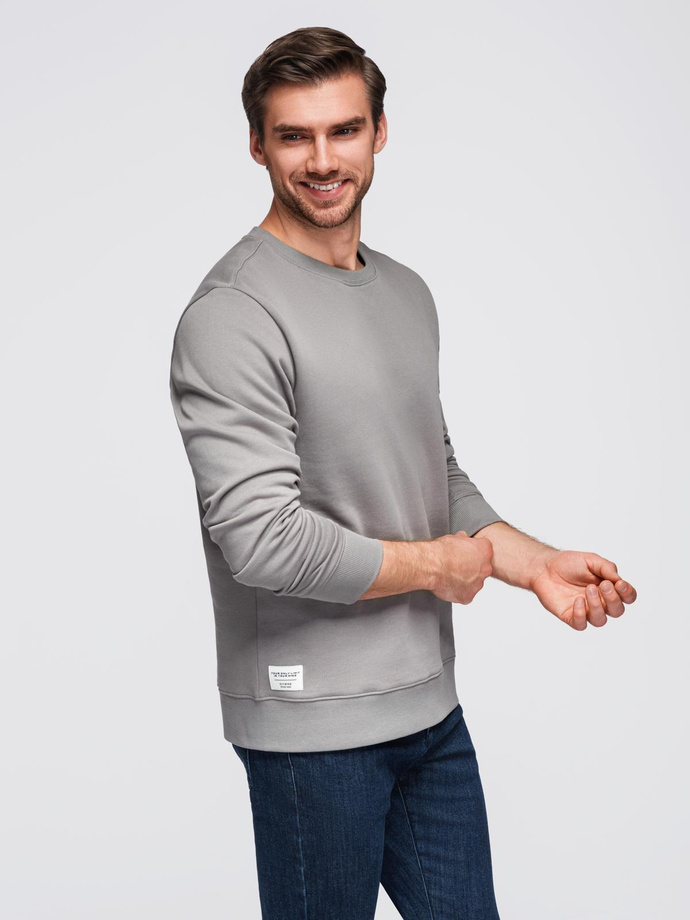 BASIC men's sweatshirt with round neckline - grey V8 OM-SSBN-0175