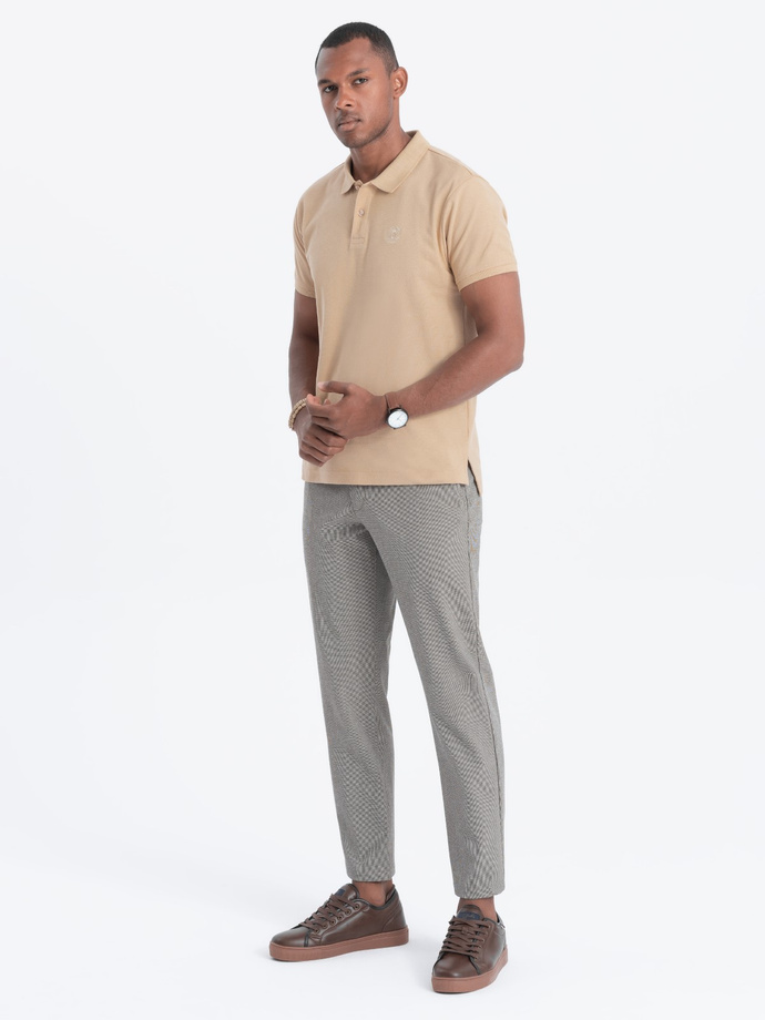 Tricou polo clasic pentru bărbați din bumbac - bej S1374