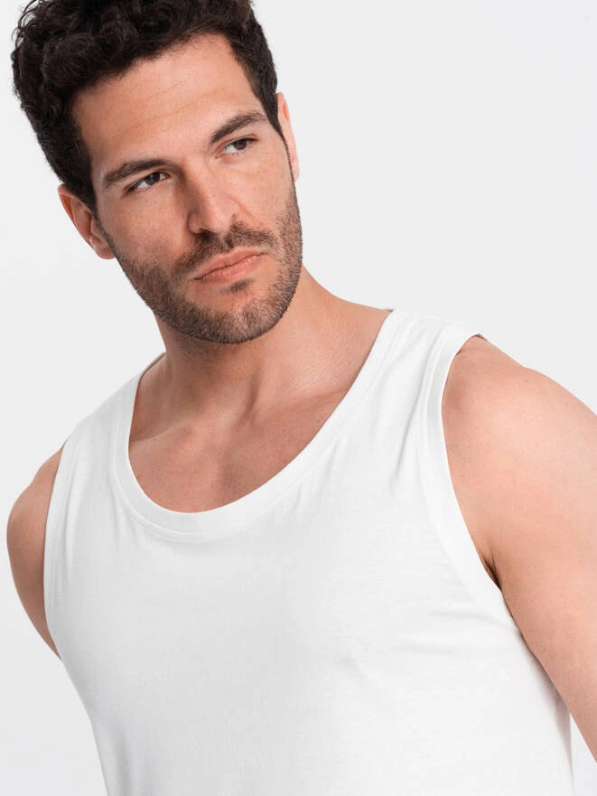 Men's BASIC cotton tank top - white V1 OM-TSBT-0192