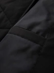 Men's quilted jacket with cut of ramoneski with hood - black V1 OM-JAHP-0252