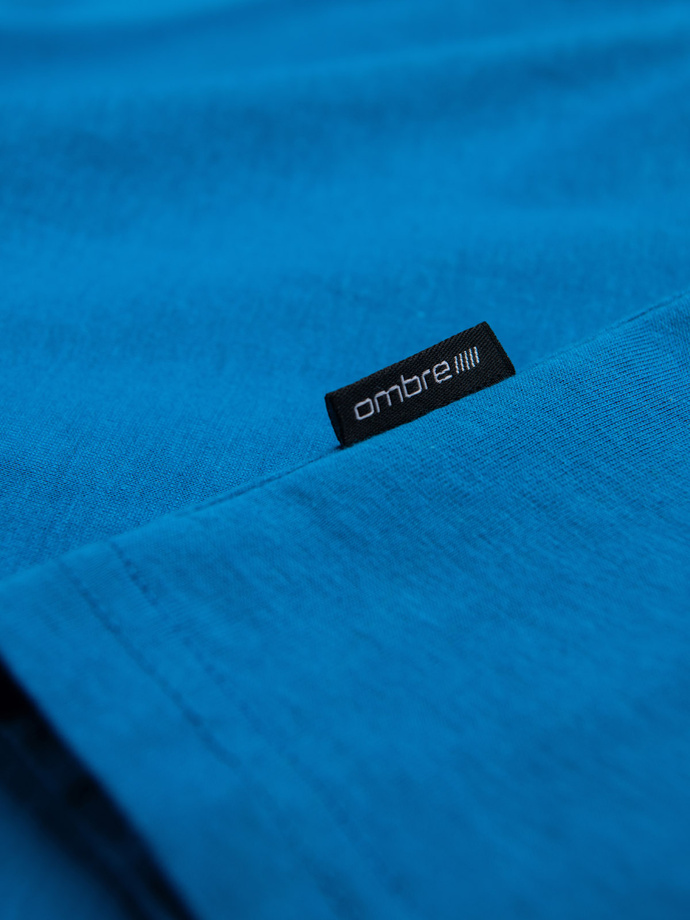 Tricou clasic BASIC din bumbac pentru bărbați - albastru V12 OM-TSBS-0146