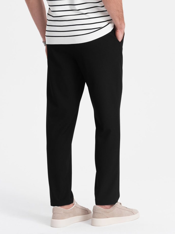 Pánské chino kalhoty s elastickým pasem SLIM FIT - černé V3 OM-PACP-0158