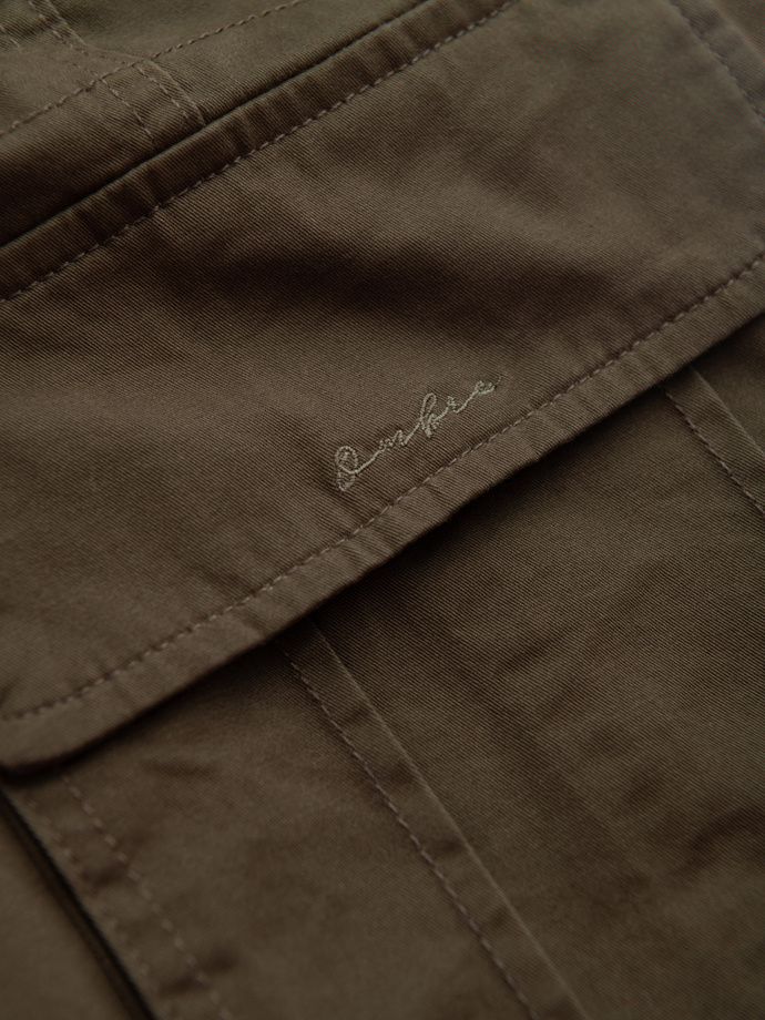 One-color men's shorts with cargo pockets - dark olive V2 OM-SRCG-0133