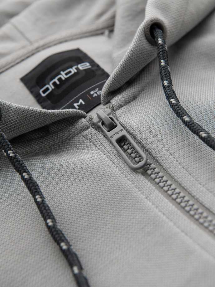 Men's softly structured hooded sweatshirt - grey V4 OM-SSZP-0191