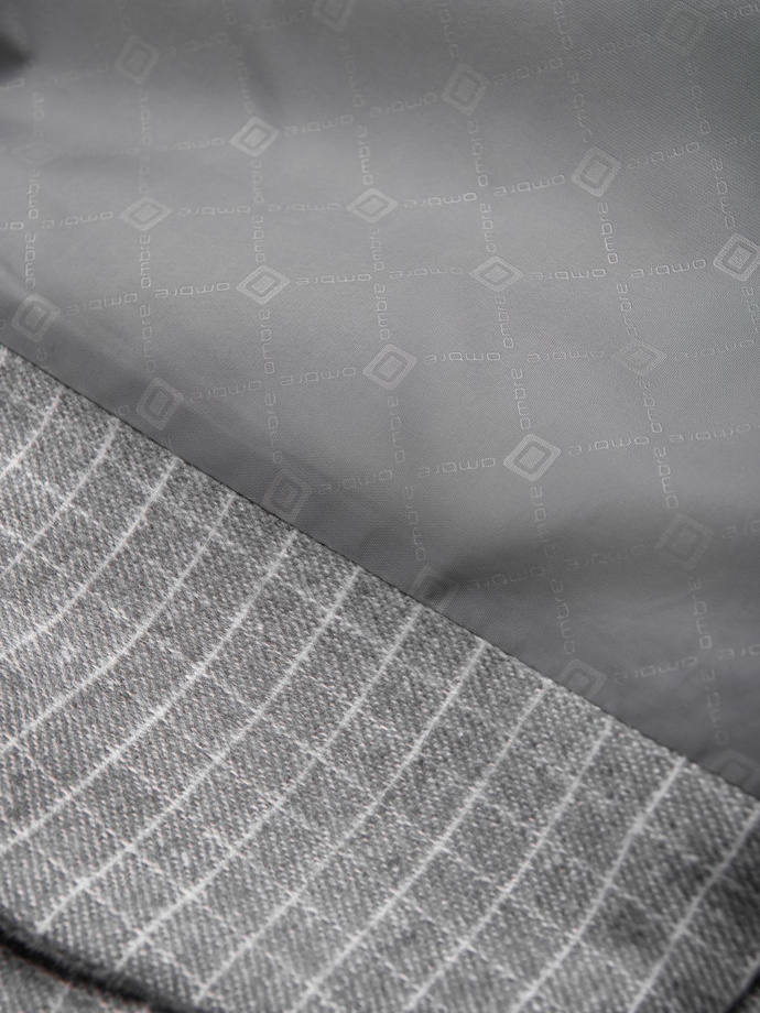 Men's checkered blazer with wool - grey V1 OM-BLZB-0117