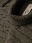Men's turtleneck sweater with checkered weave - olive V2 OM-SWTN-0157