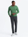 Classic men's sweater with round neckline - green V13 OM-SWBS-0106