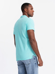 Tricou polo BASIC pentru bărbați, tricou piqué monocolor - mentă V18 OM-POBS-0100