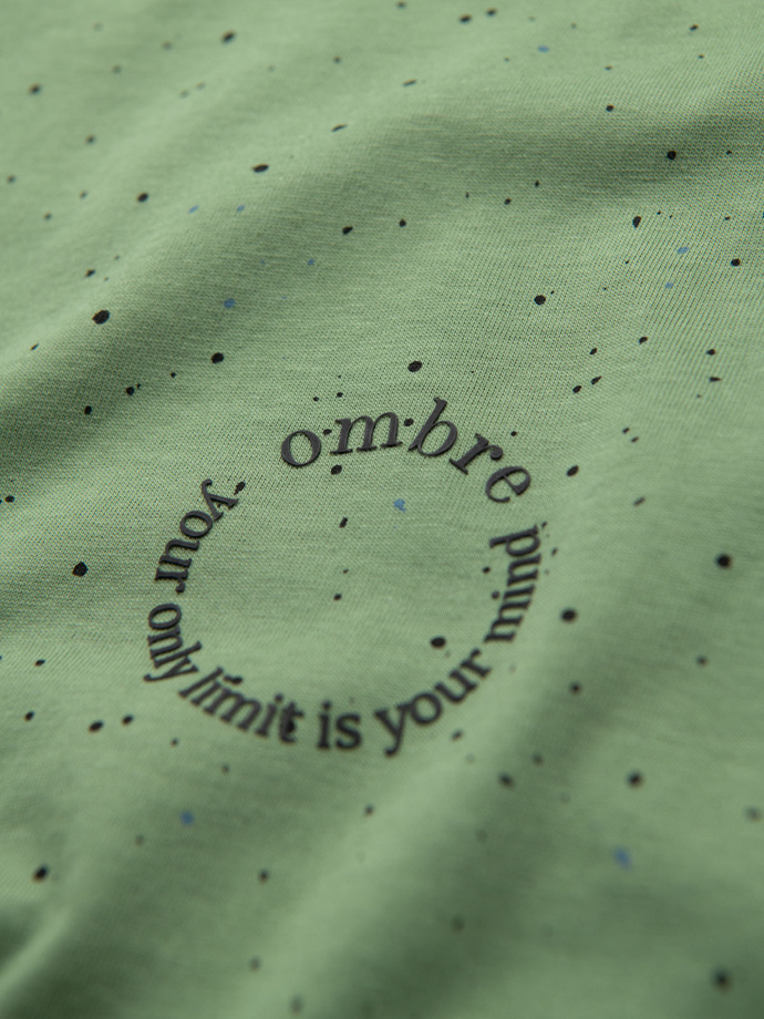 Tricou din bumbac imprimat cu decolteu rotund - negru V2 OM-TSFP-0225