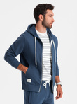 Men's sweatshirt set unbuttoned sweatshirt + shorts - dark blue V4 Z76