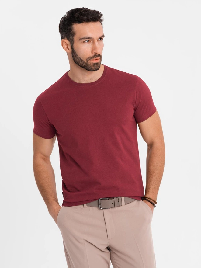 Tricou clasic BASIC din bumbac pentru bărbați - violet V13 OM-TSBS-0146