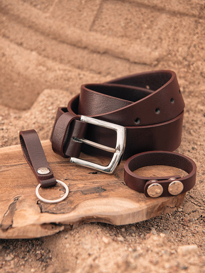 Men's leather accessories set - brown A654