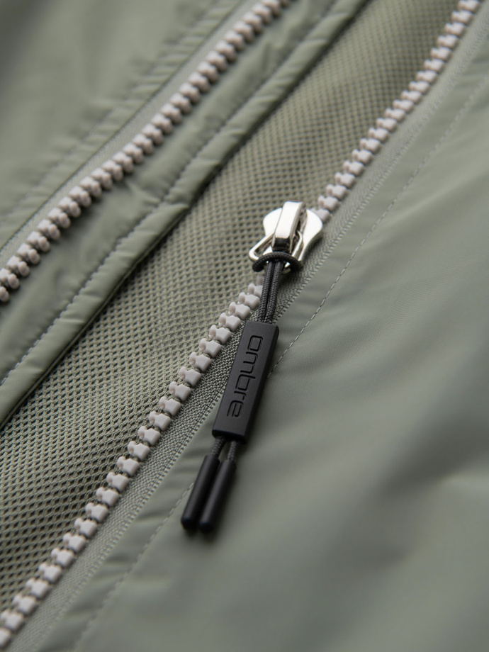 Men's contrast hooded windbreaker jacket - olive-gray V3 OM-JANP-0228