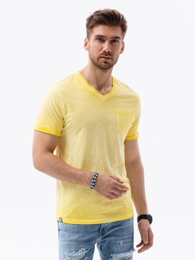 Men's plain t-shirt - yellow melange S1388