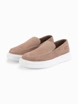 Men's slip on half shoes on thick sole - light brown V3 OM-FOCS-0152