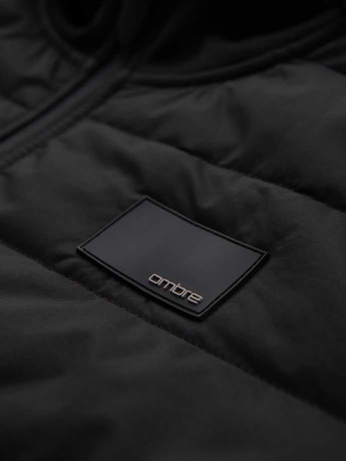 Jachetă sport ușoară colorată pentru bărbați cu fleece - maro și bleumarin V1 OM-JANP-0194