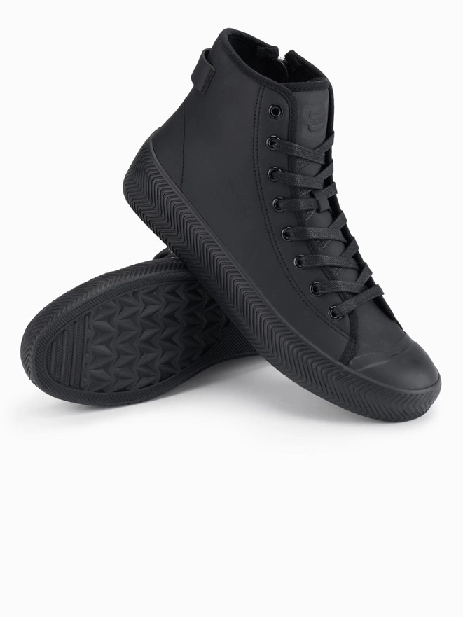 Adidași bărbătești cu fermoar pentru o îmbrăcare ușoară - negru V1 OM-FOTH-0184