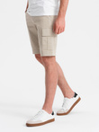 Men's monochromatic shorts with cargo pockets - beige V3 OM-SRCG-0133