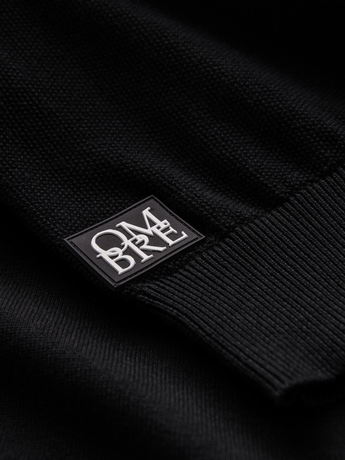 Pánský raglánový svetr s žebrovanými rukávy - černý V2 OM-SWSW-0144