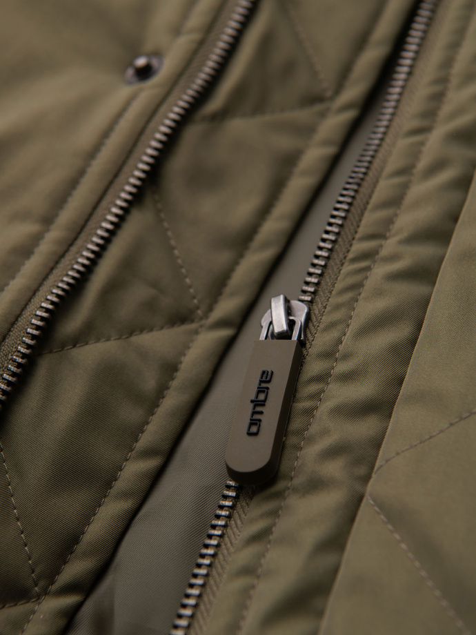 Jachetă parka lungă clasică pentru bărbați - olive V3 OM-JAPJ-0313